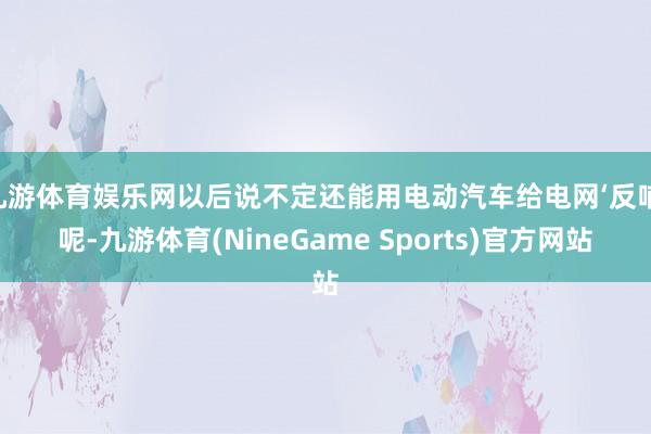 九游体育娱乐网以后说不定还能用电动汽车给电网‘反哺’呢-九游体育(NineGame Sports)官方网站
