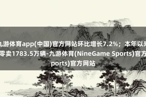 九游体育app(中国)官方网站环比增长7.2%；本年以来累计零卖1783.5万辆-九游体育(NineGame Sports)官方网站