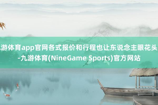 九游体育app官网各式报价和行程也让东说念主眼花头昏-九游体育(NineGame Sports)官方网站